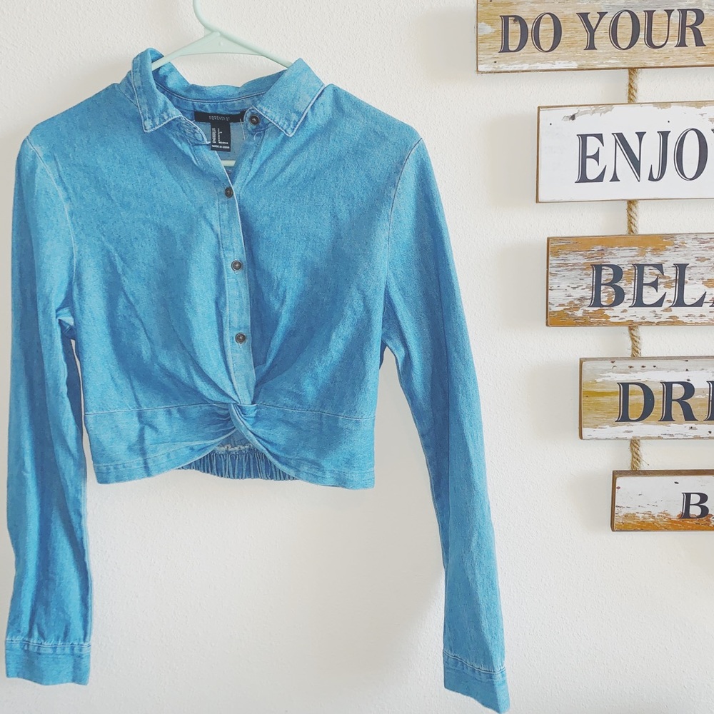 Jean button crop top!
